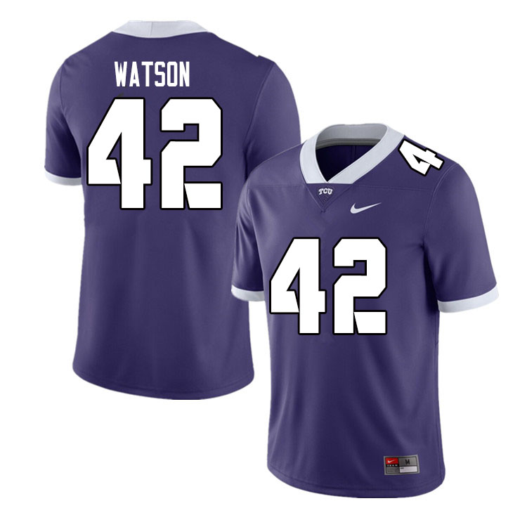 Men #42 Carvin Watson TCU Horned Frogs College Football Jerseys Sale-Purple - Click Image to Close